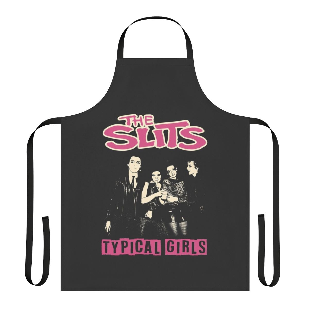 Punk rock inspired apron featuring The Slits' iconic "Typical Girls" design
