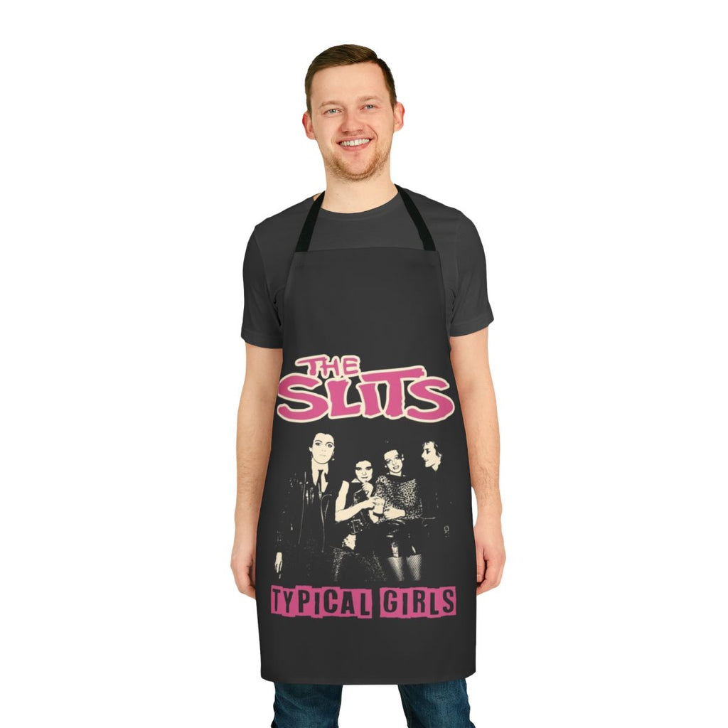 Punk rock inspired apron featuring The Slits' iconic "Typical Girls" design
