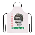 Punk-inspired apron with "London Is Burning" design