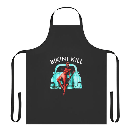 Apron featuring the Bikini Kill band logo and punk rock music design