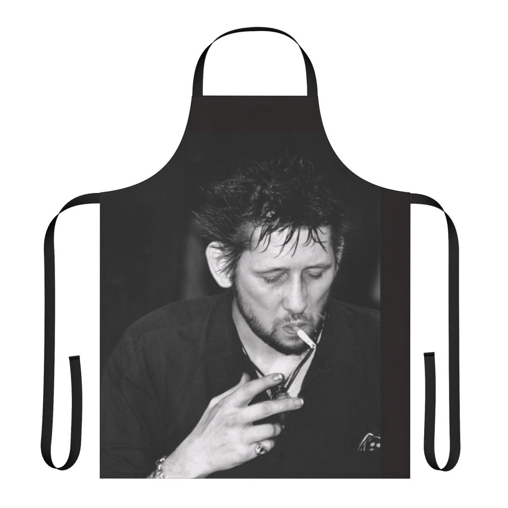 Apron featuring a photograph of punk rock singer Shane Macgowan of The Pogues smoking a cigarette