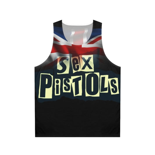 Punk rock unisex tank top with Pistols logo