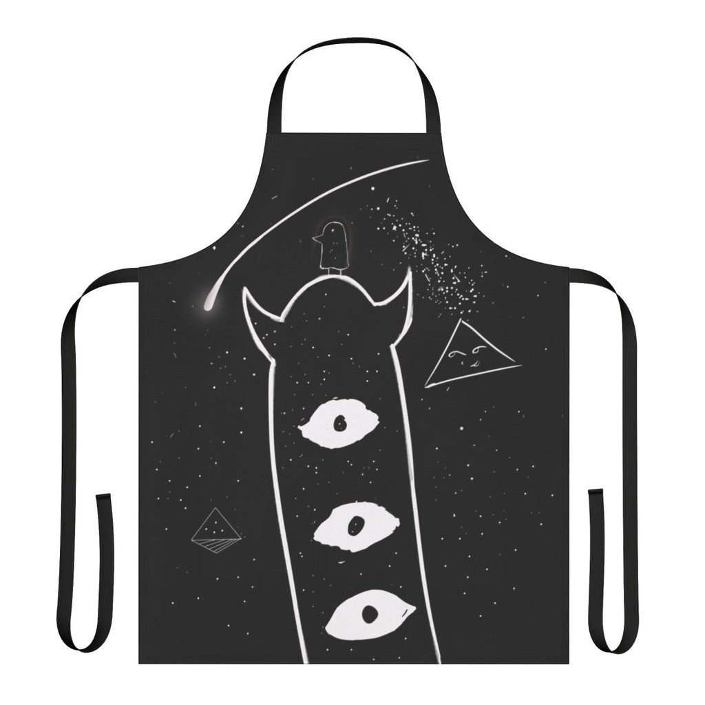 Punpun-inspired black and white apron with a space-themed design for fans of the manga series Oyasumi Punpun