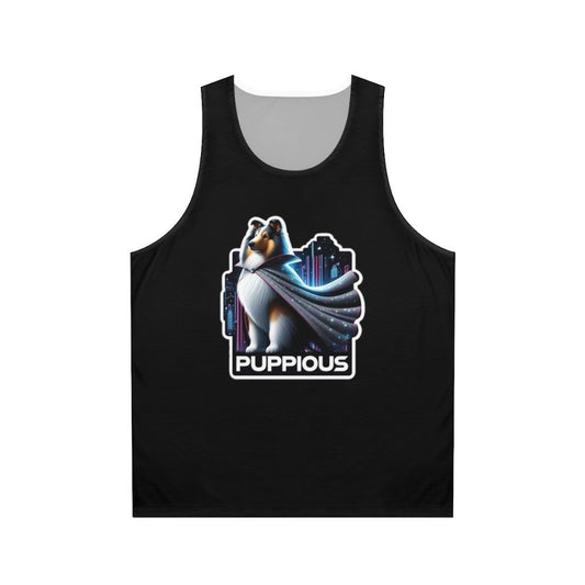 Puppious the Caped Collie Superhero Unisex Tank Top