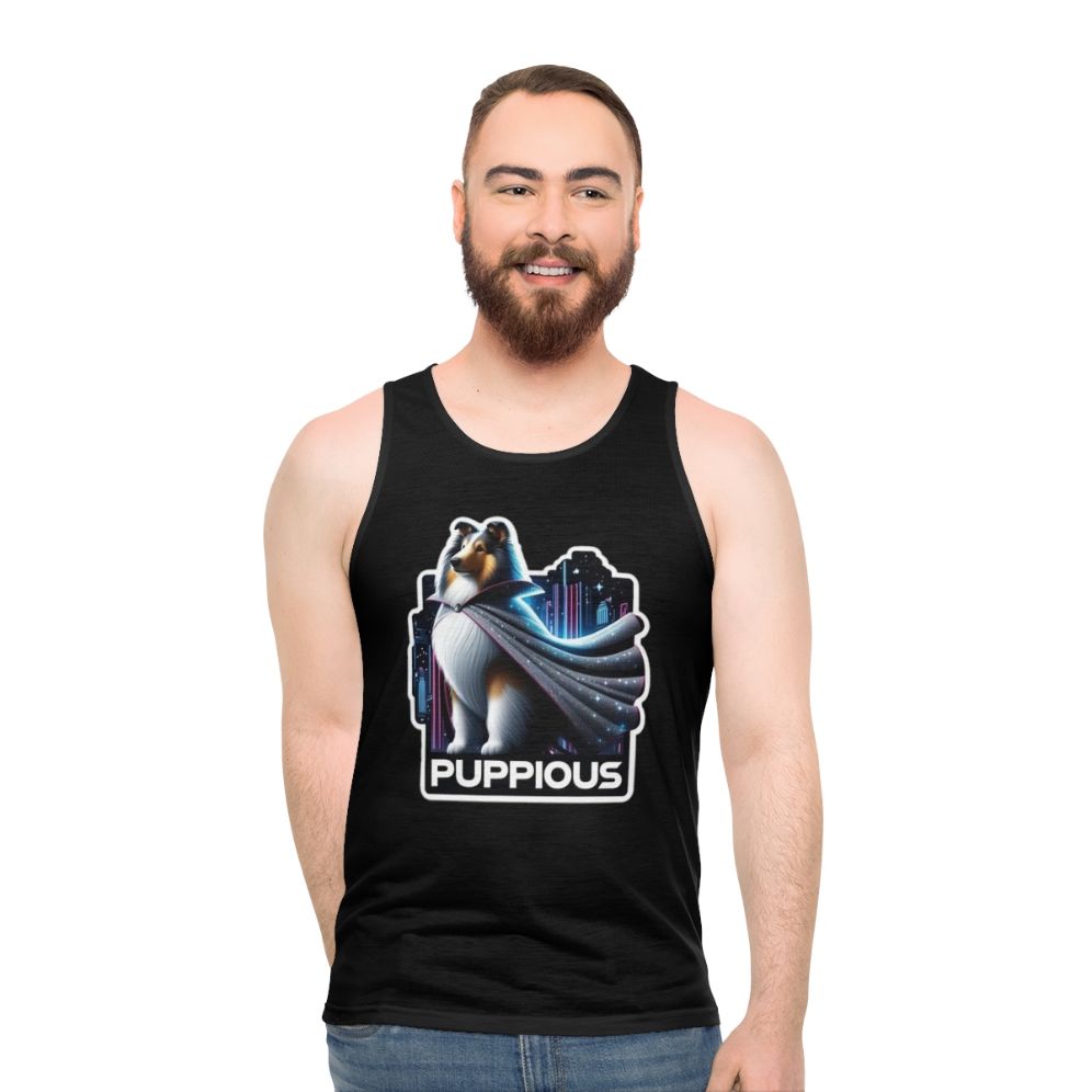 Puppious the Caped Collie Superhero Unisex Tank Top