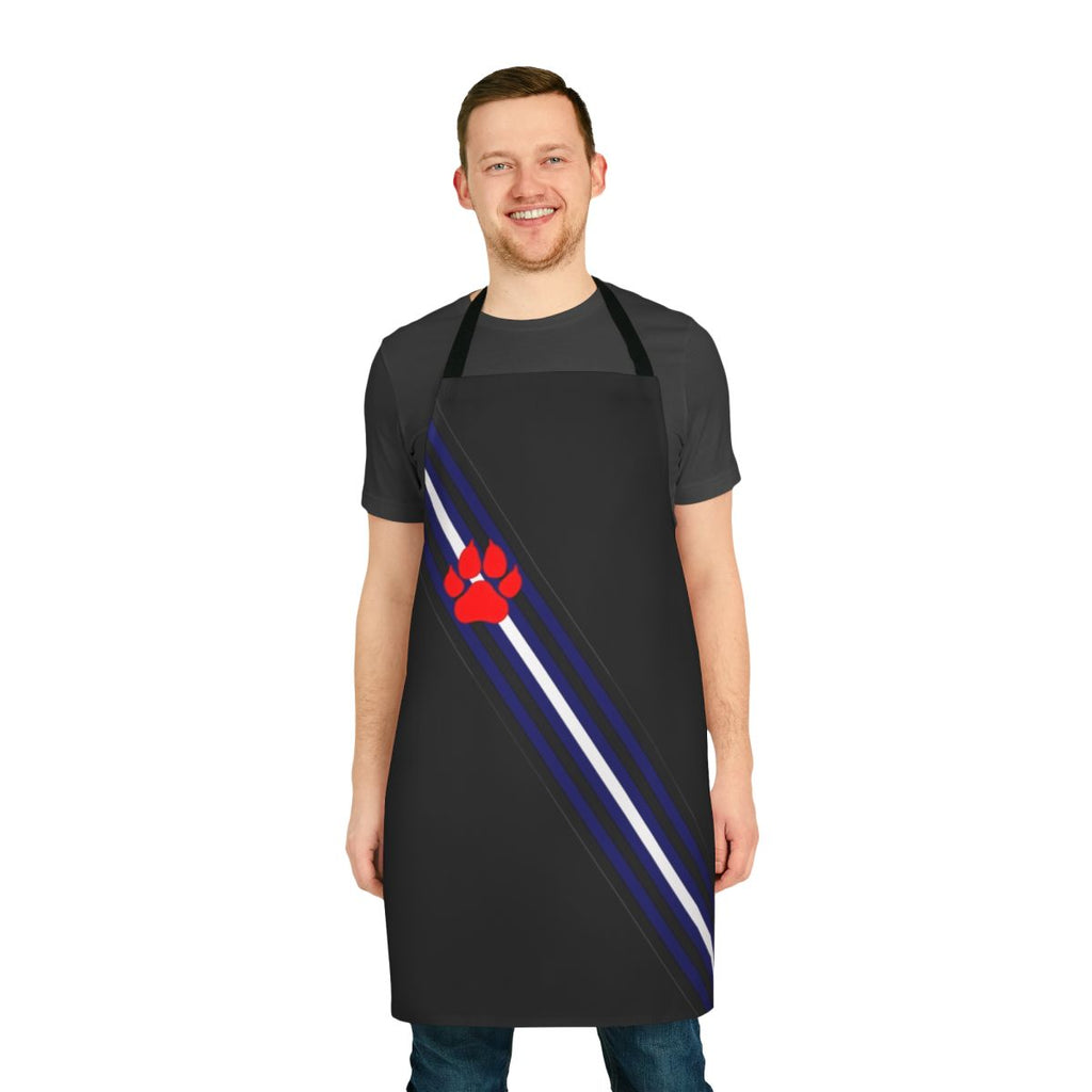 Colorful sash paw print design apron for LGBTQ+ pride and play