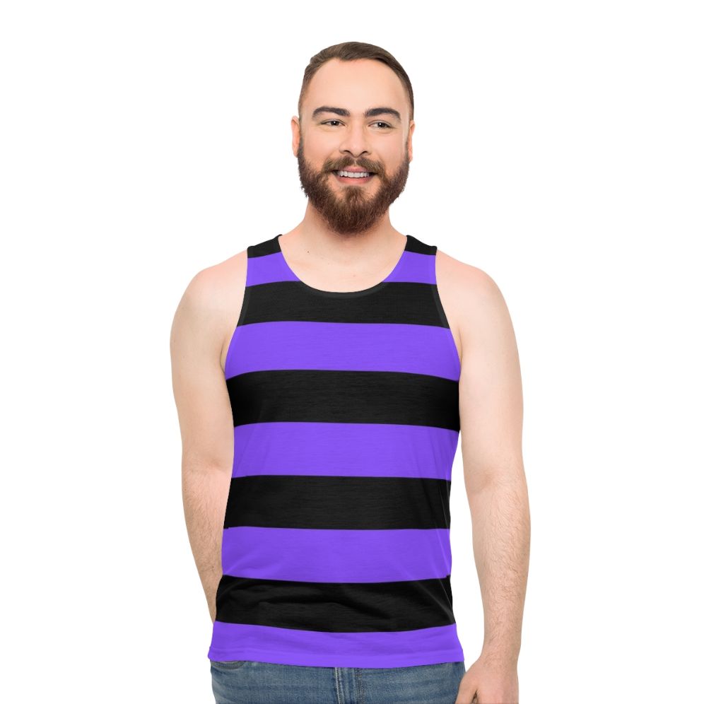Purple and black striped unisex tank top