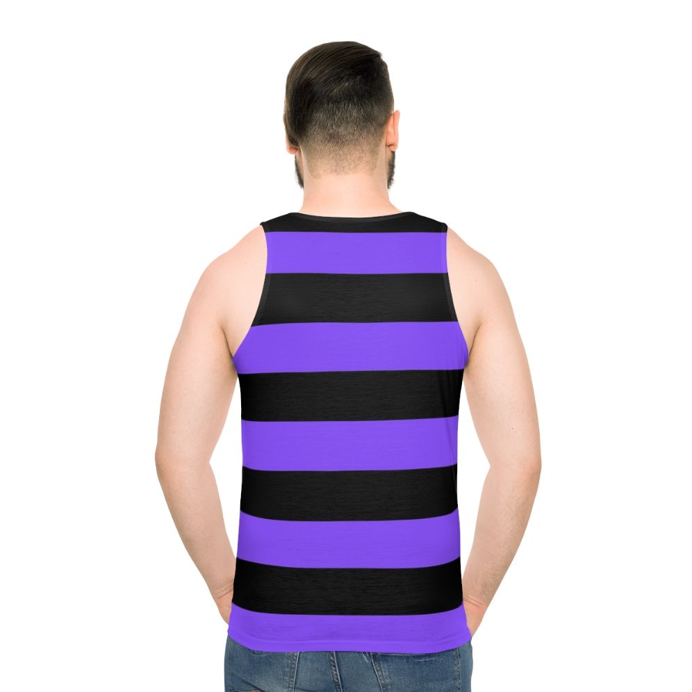 Purple and black striped unisex tank top