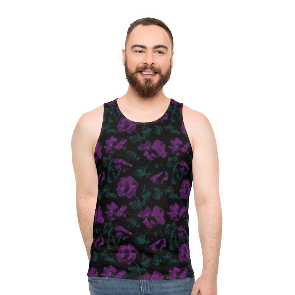 Purple Floral Unisex Tank Top