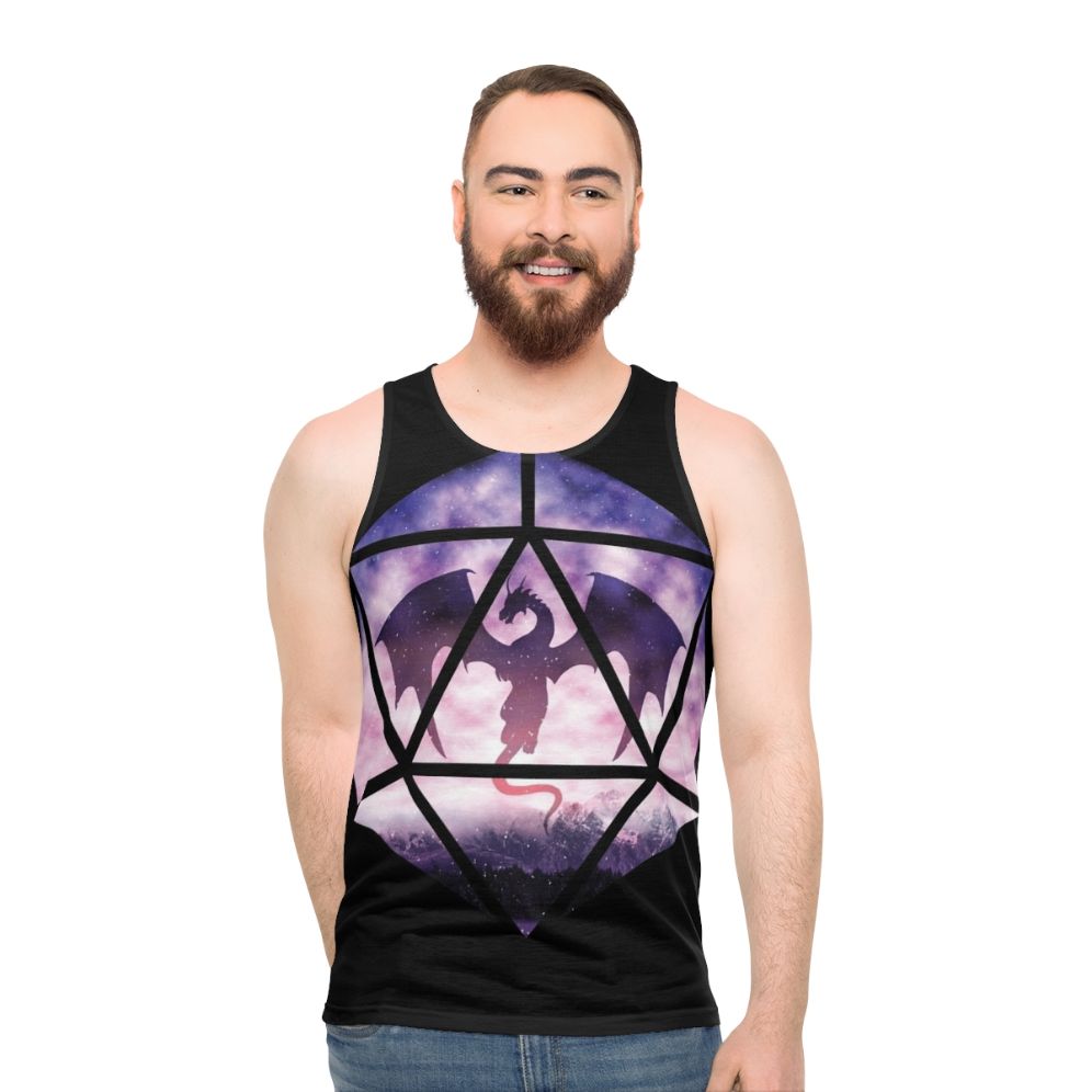 Purple Sky Dragon D20 Unisex Tank Top