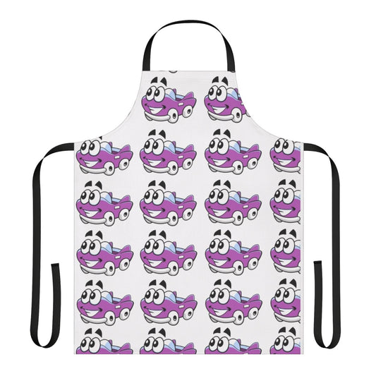 Putt putt themed cooking apron with golf ball and club graphics