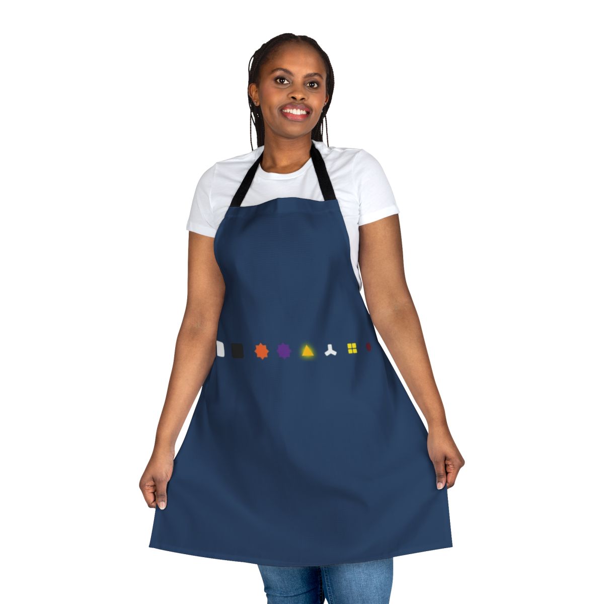 The Witness-inspired puzzle piece pattern printed on a high-quality apron