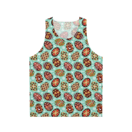Pysanky unisex tank top with traditional Ukrainian folk art design