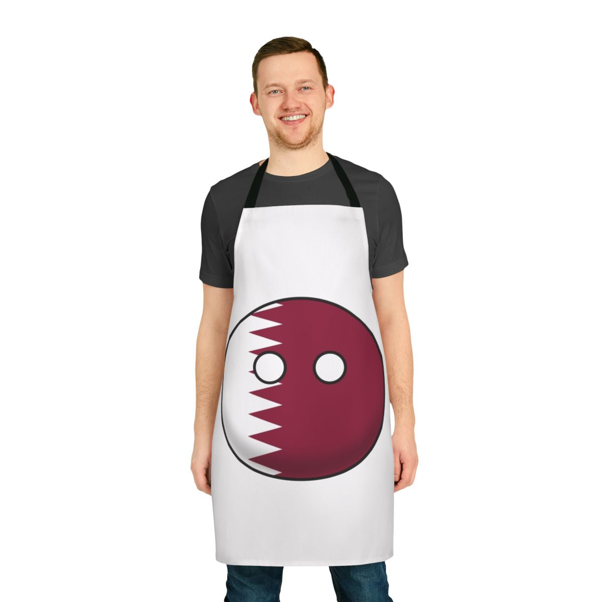 Qatari Countryball-Inspired Apron with Flag Design