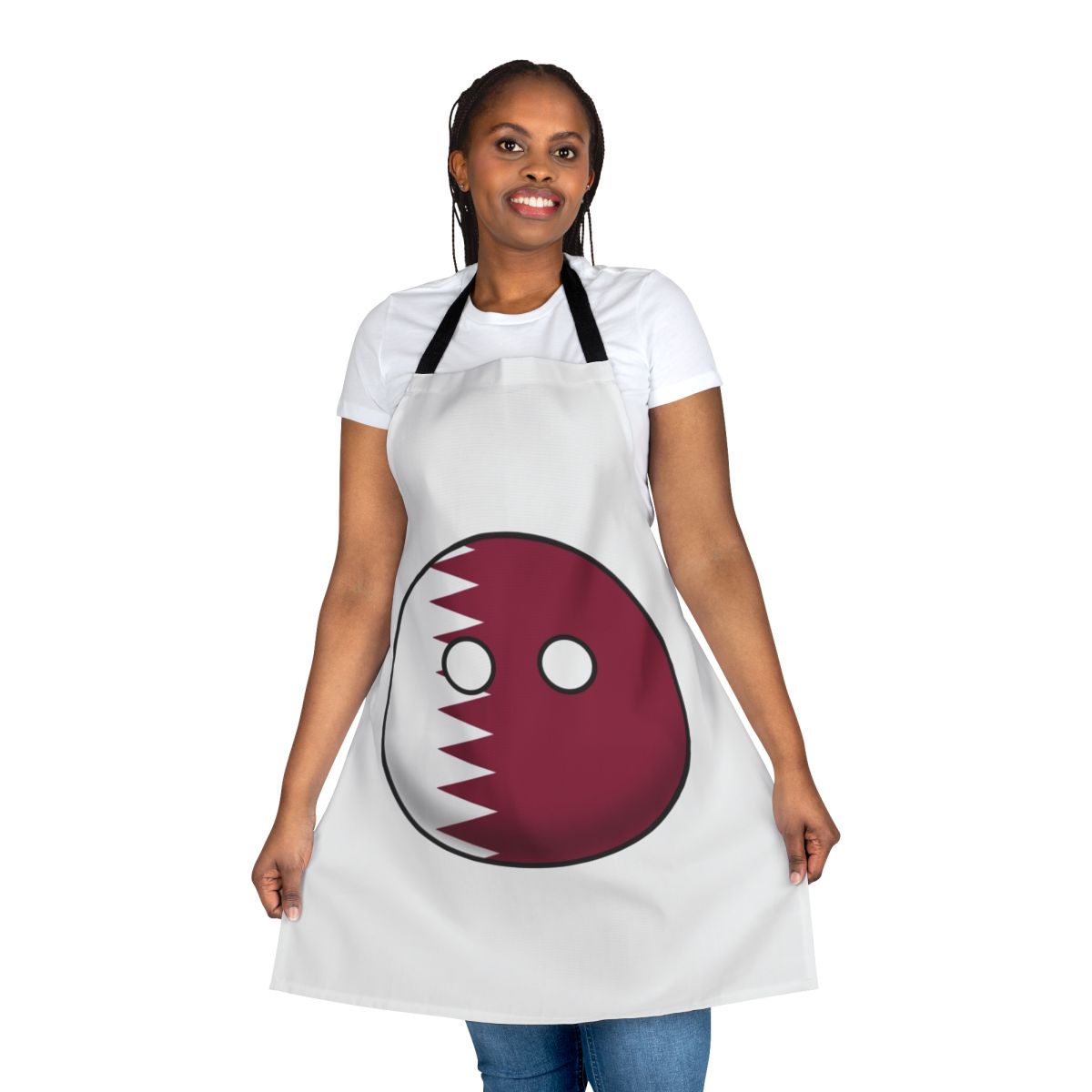 Qatari Countryball-Inspired Apron with Flag Design