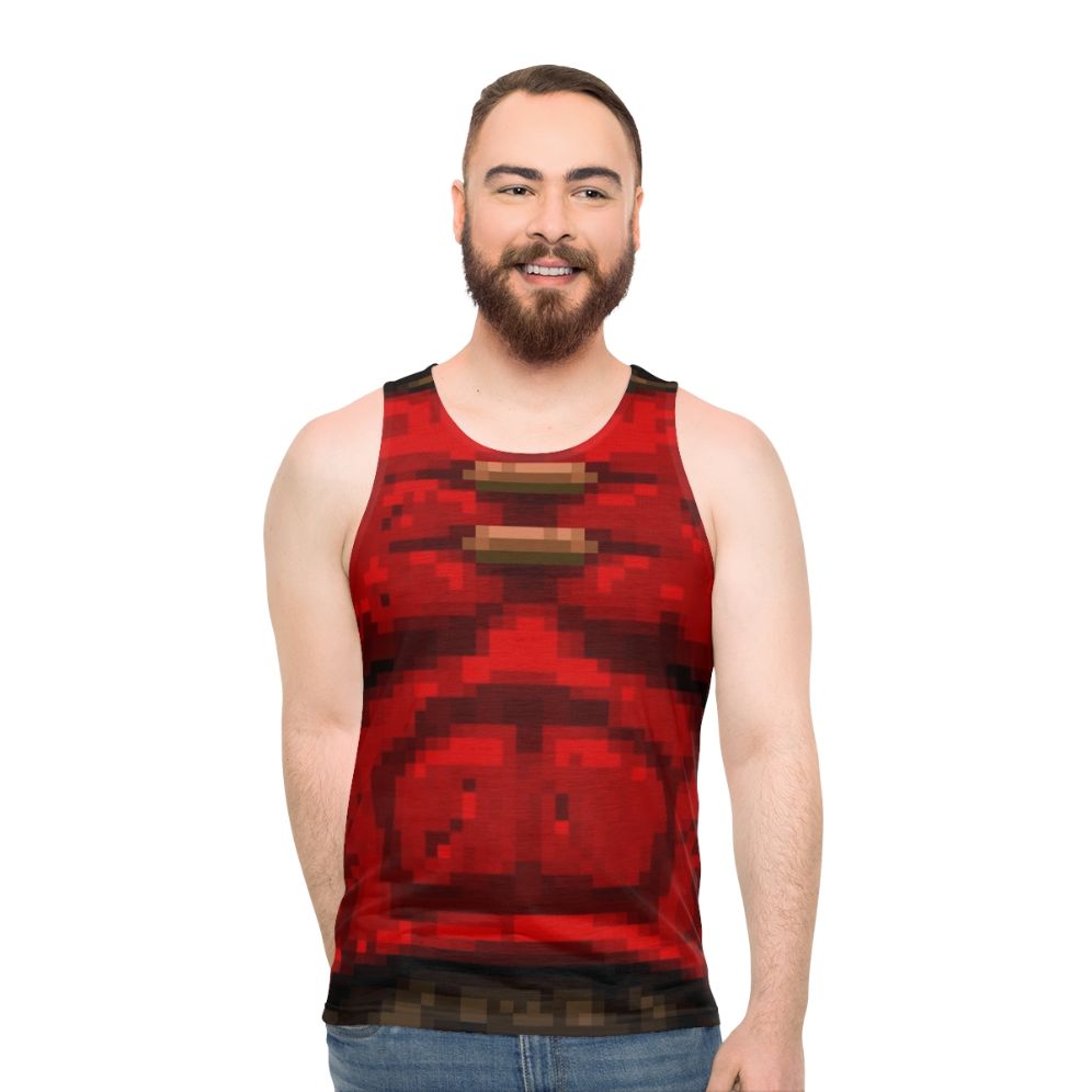 Quake inspired red armor gaming tank top