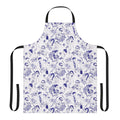 Quantum Leap inspired floral apron featuring characters Ziggy, Al Calavicci, and Sam Beckett