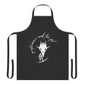 A black apron featuring a design inspired by the classic horror film "Quatermass and the Pit"