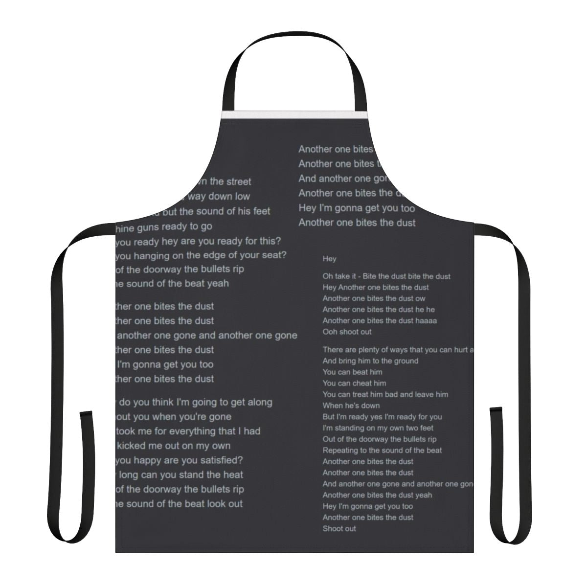 "Another One Bites the Dust Queen-Inspired Lyrics Apron"