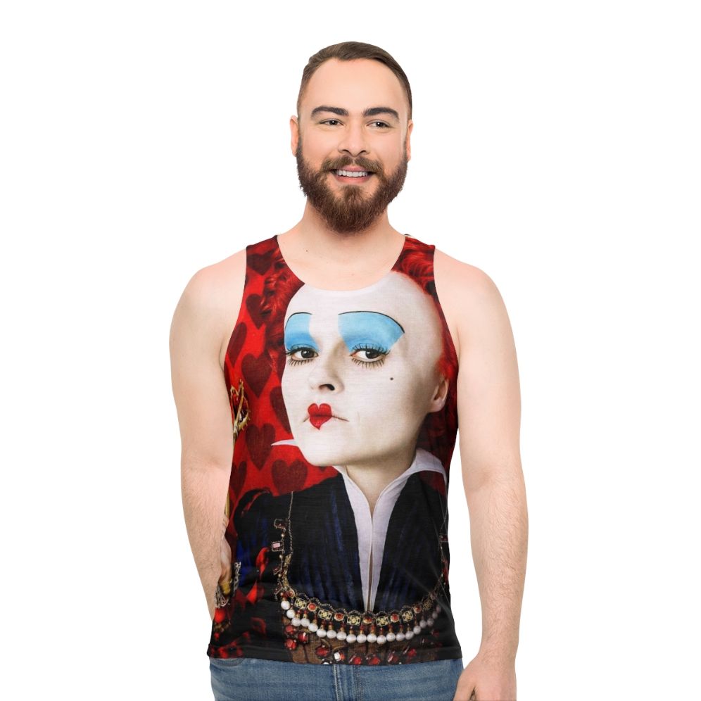 Queen of Hearts unisex tank top with heart print design