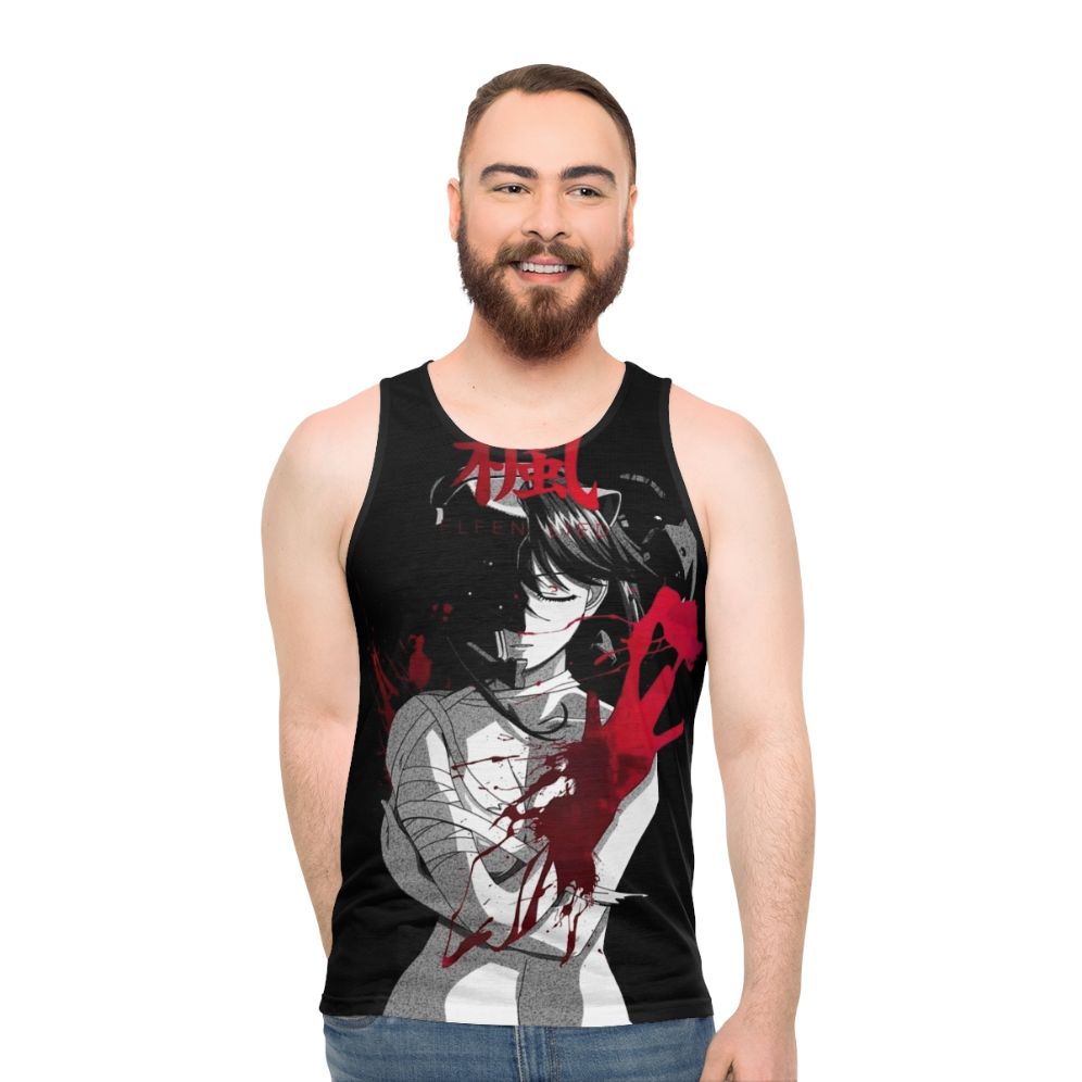 Unisex tank top with queen and anime-inspired design