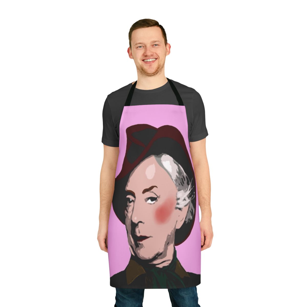 Quentin Crisp-inspired apron featuring an iconic portrait of the celebrated writer and LGBTQ+ figure