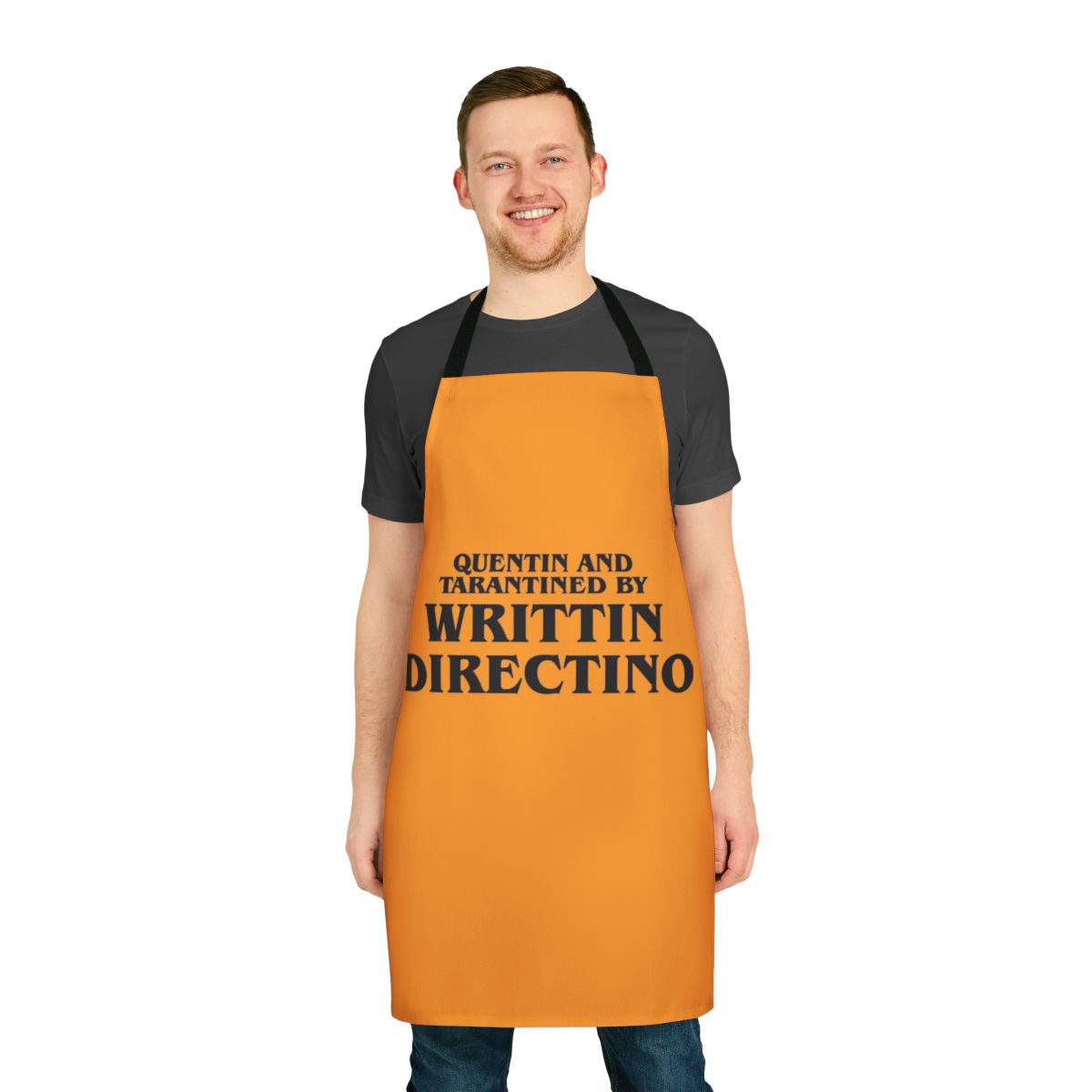 Quentin Tarantino inspired apron with a "Written Direction" design
