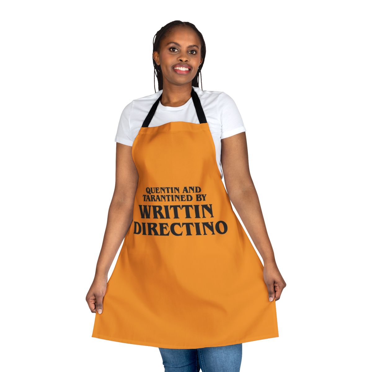 Quentin Tarantino inspired apron with a "Written Direction" design