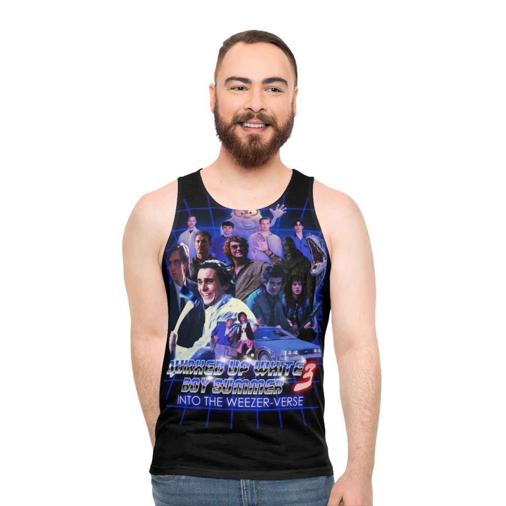 Quirked up white boy summer unisex tank top