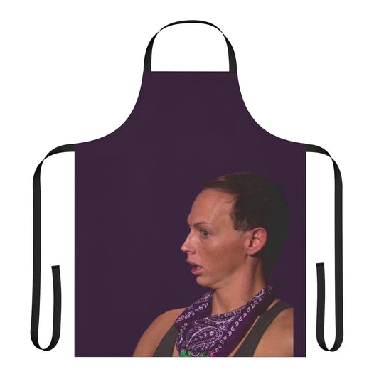 Quirky and retro-inspired back rolls apron with vaporwave design
