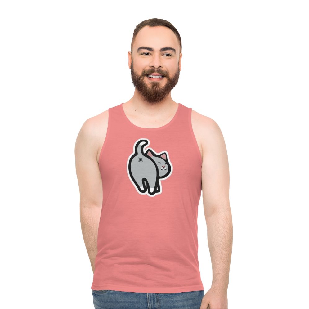 Quirky cat butt social media unisex tank top