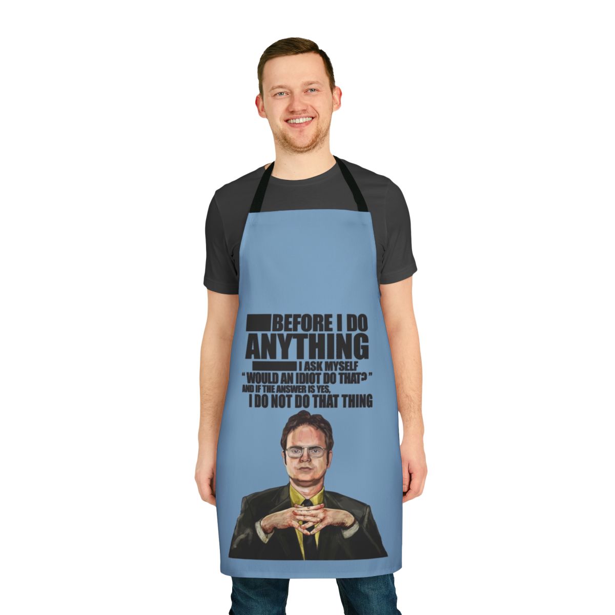 Quirky Dwight Schrute inspired office apron featuring The Office branding