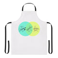 Colorful apron featuring a keytar, platypus, and Venn diagram design