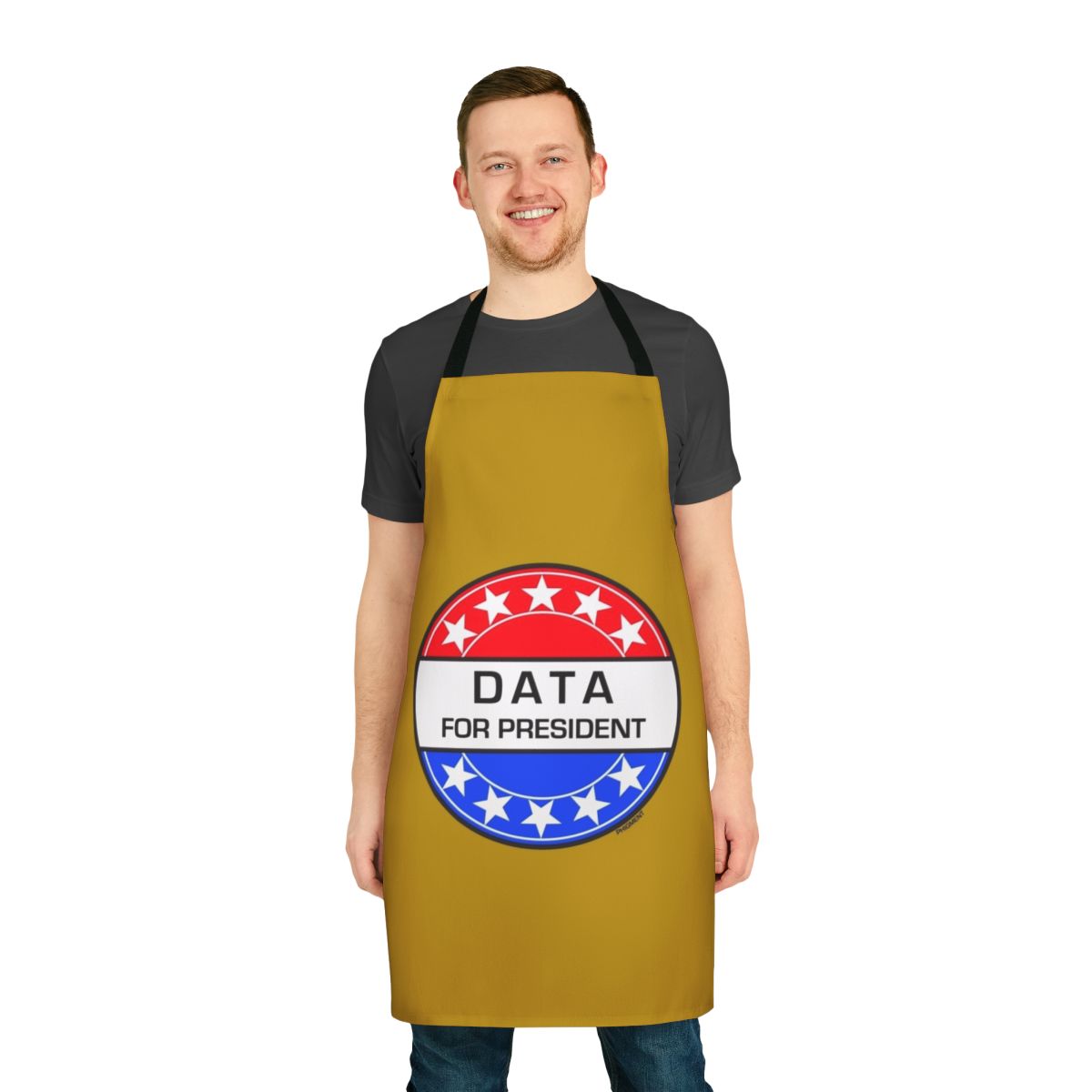 Quirky science fiction inspired apron with Data from Star Trek