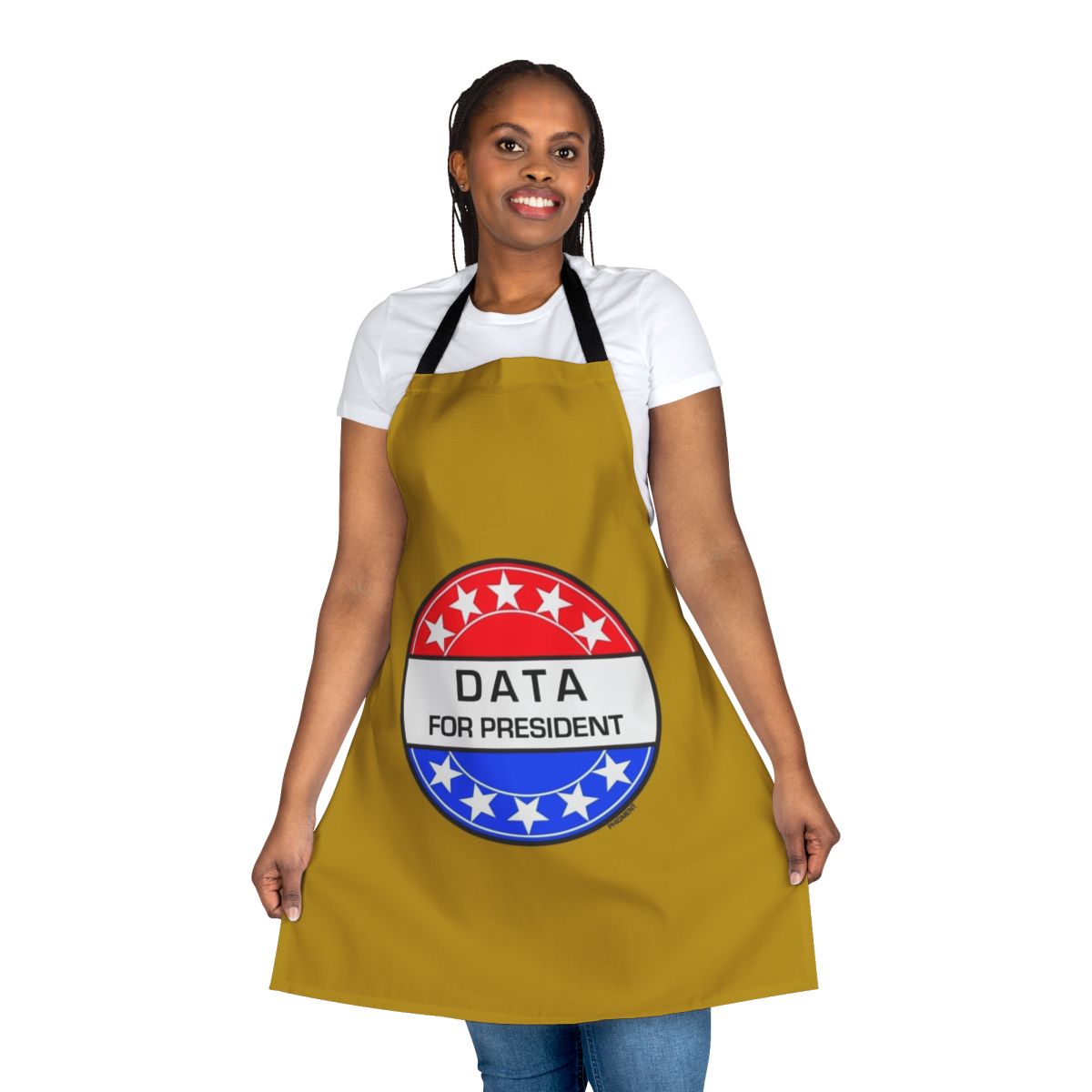 Quirky science fiction inspired apron with Data from Star Trek