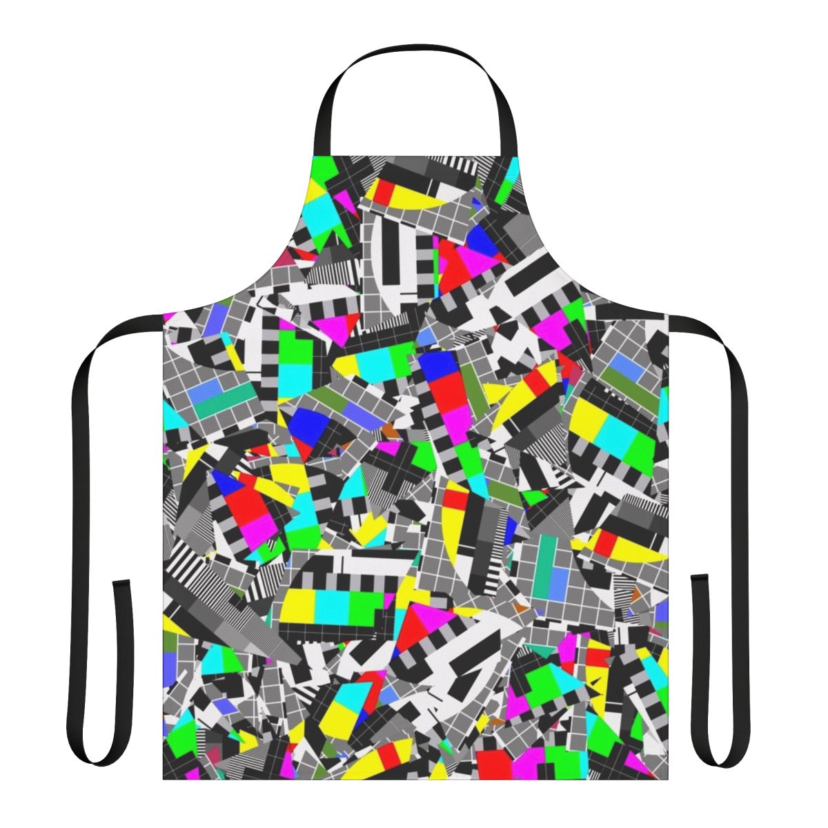 Colorful TV test pattern design printed on a high-quality apron