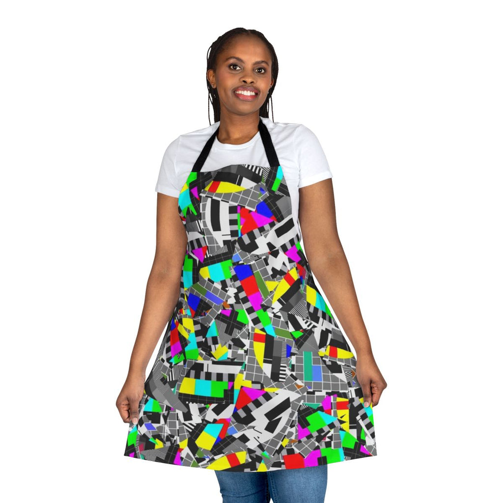 Colorful TV test pattern design printed on a high-quality apron