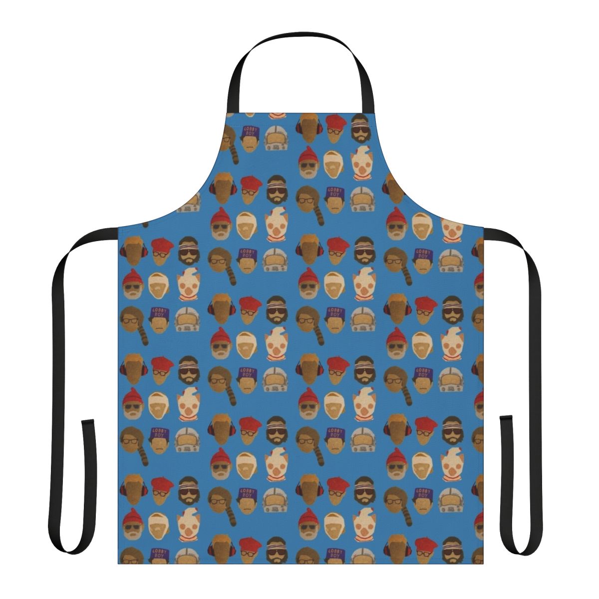 Quirky apron featuring Wes Anderson movie-inspired designs