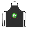 A white apron with a humorous, quirky design for unique cooks and bakers.