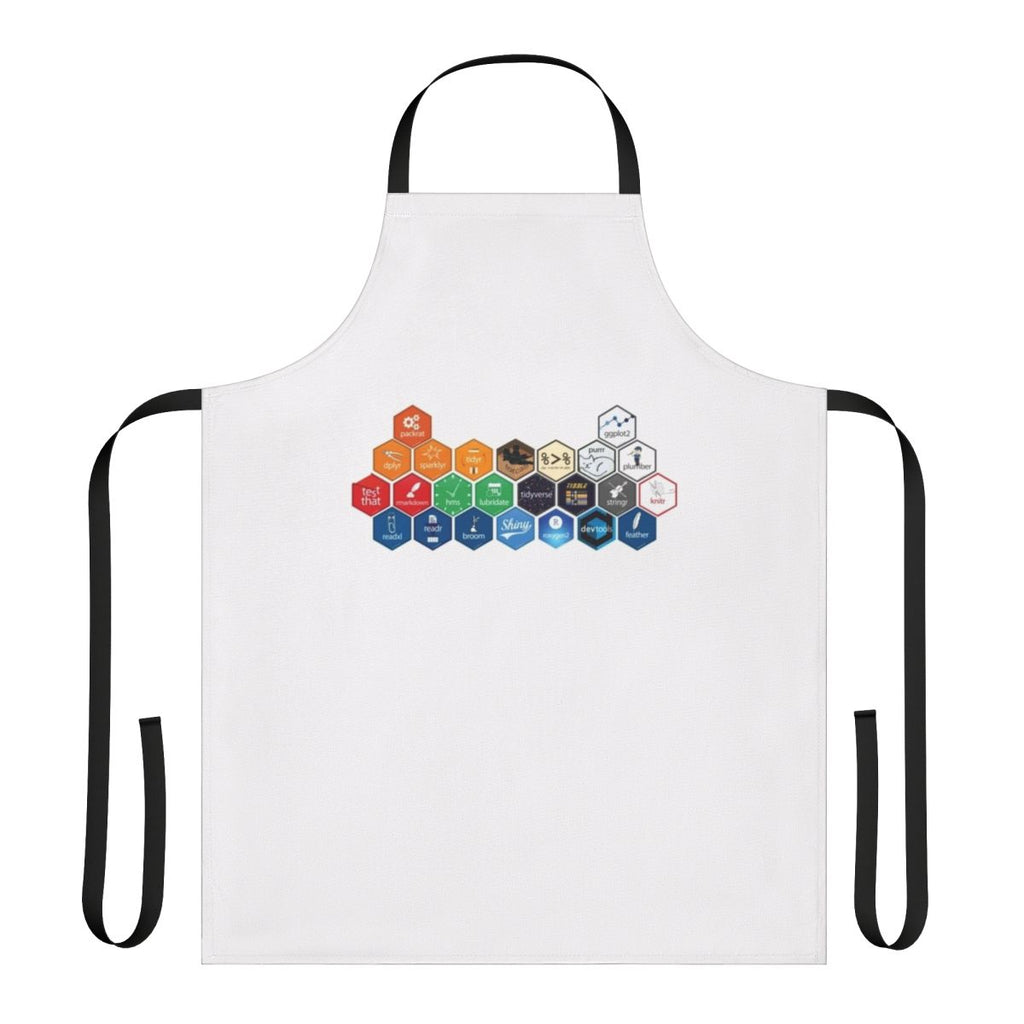 A stylish apron featuring the R Studio logo, perfect for programmers and data analysts