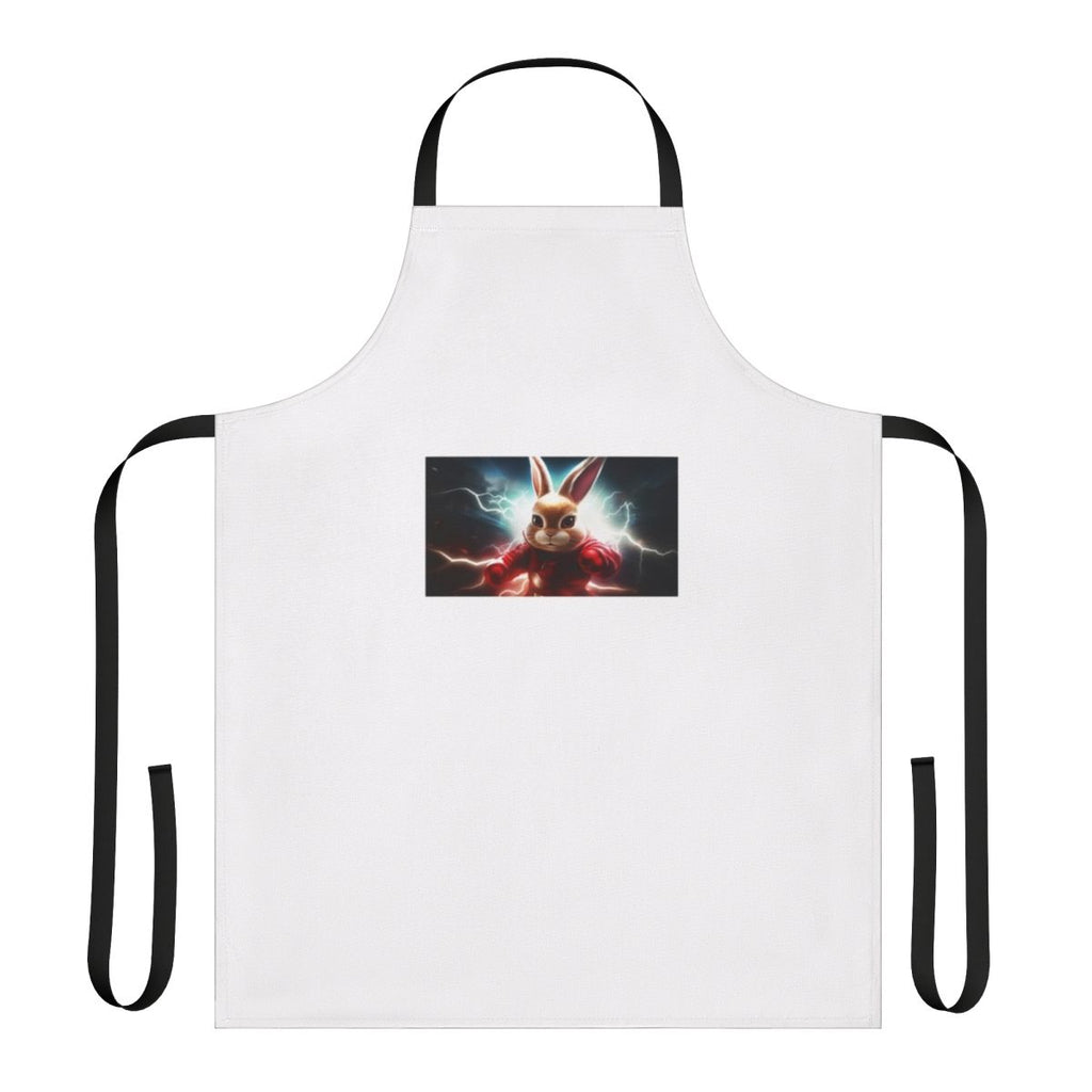 Vibrant rabbit-themed superhero apron with a fun, whimsical design for the home cook