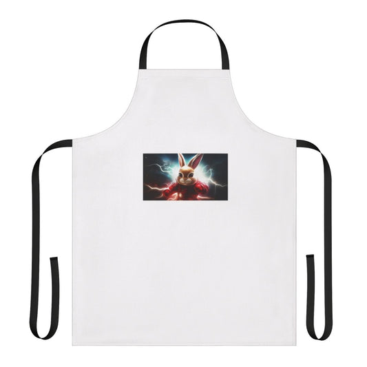 Vibrant rabbit-themed superhero apron with a fun, whimsical design for the home cook