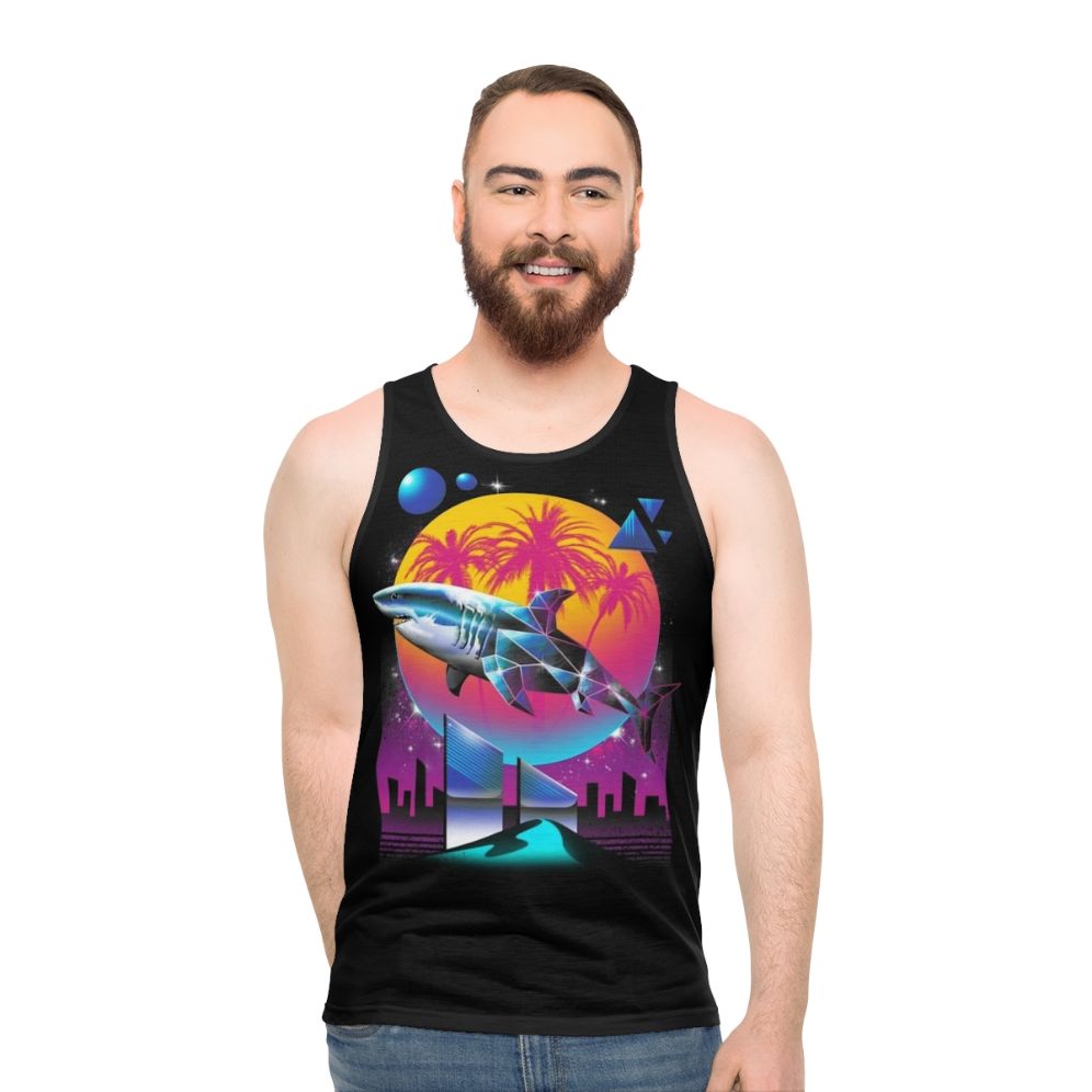 Rad shark unisex cyberpunk retro tank top