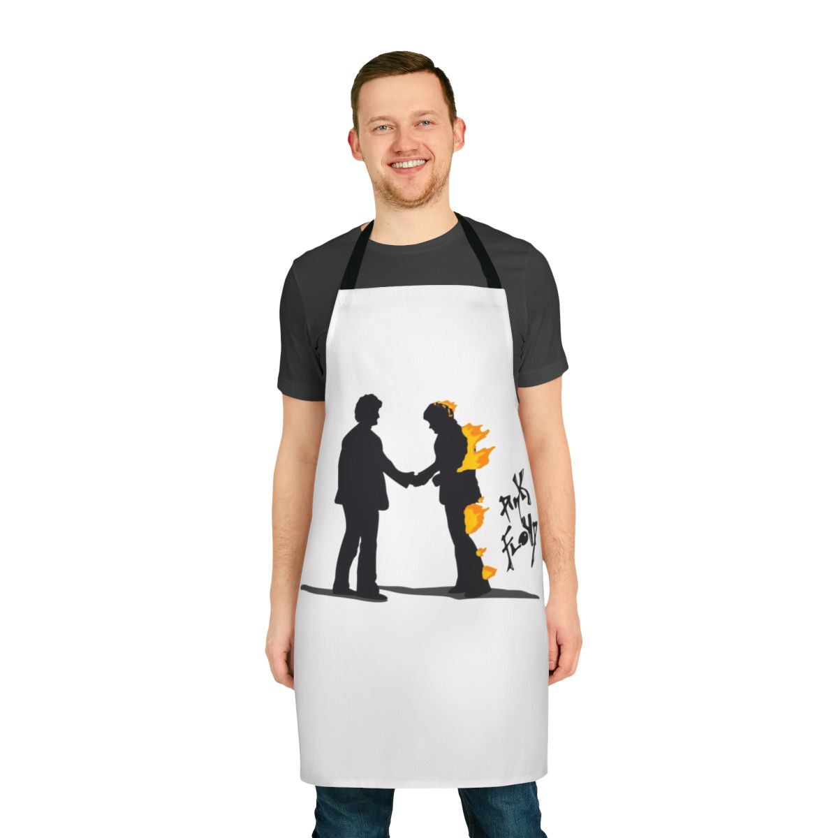 Retro-style apron with "Shine On You Crazy Diamond" inspired design featuring the iconic Pink Floyd logo and psychedelic elements.