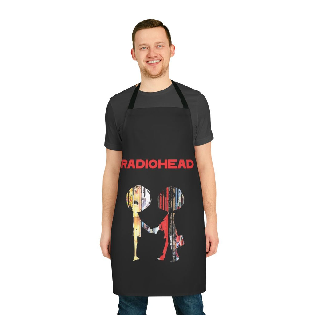 Radiohead-inspired apron with band logo and album artwork