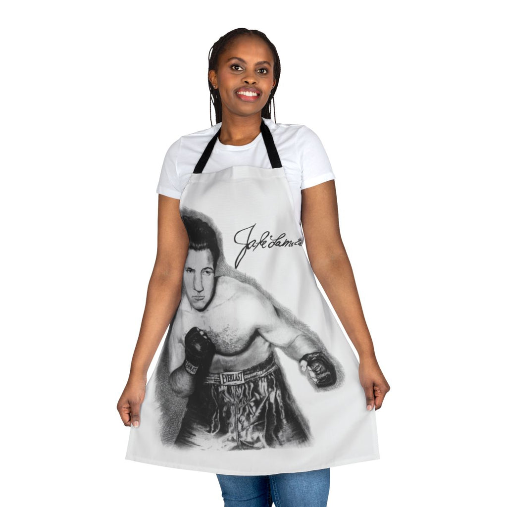 Raging Bull inspired black and white sketch design on a durable apron for sports fans and artists