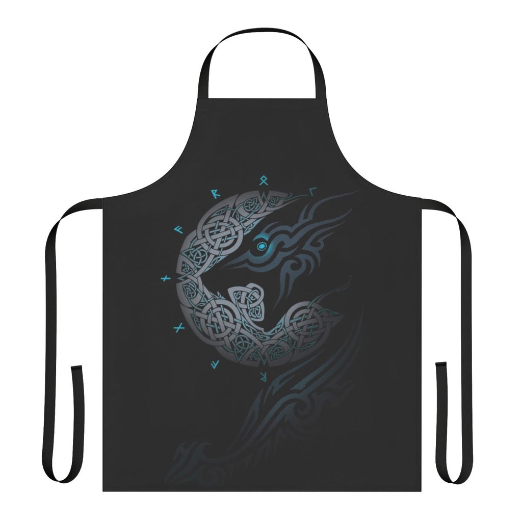 Ragnarok Moon Celtic Apron featuring a night wolf design inspired by Nordic mythology