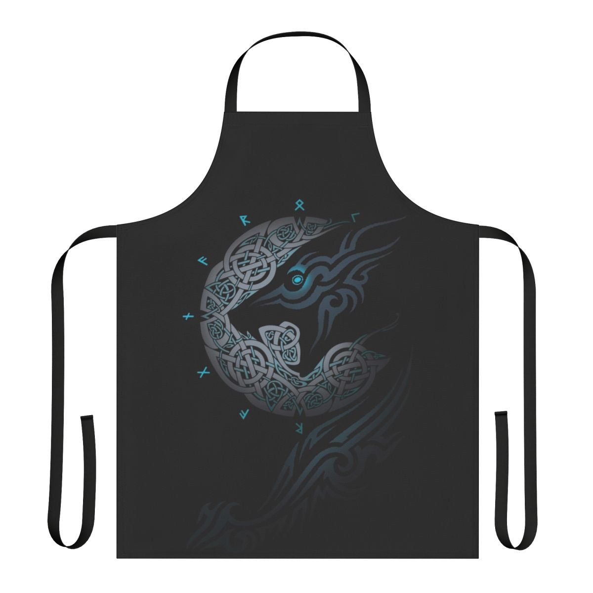 Ragnarok Moon Celtic Apron featuring a night wolf design inspired by Nordic mythology
