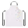 Colorful cascading dice pattern on an apron, perfect for tabletop gaming and RPG enthusiasts.