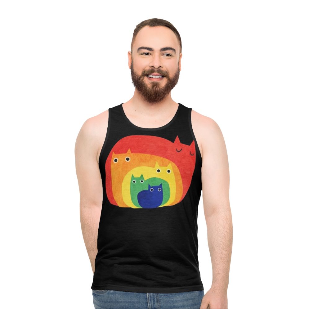 Colorful rainbow cats unisex tank top